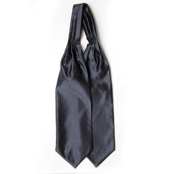 Men's Cravat Ascot 100%silk Gift Box Grey Polka Dot Extra Long 52" A213 - Picture 1 of 5